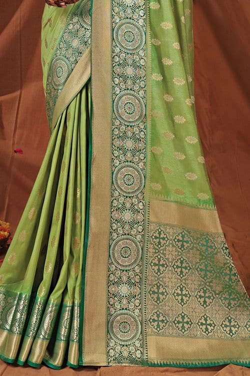 green silk saree