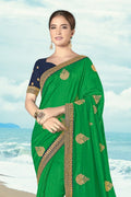 Buy Parakeet green woven south silk saree online at best price - Karagiri