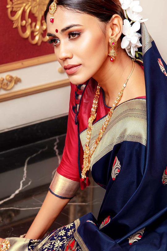 South Silk Saree Persian Blue South Silk Saree saree online