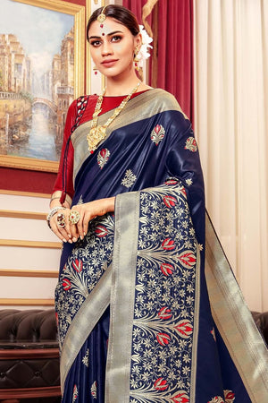 blue south silk saree
