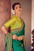 Buy Pine green woven south silk saree online at best price - Karagiri