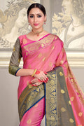 Pink Multicolour South Silk Saree
