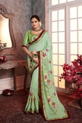 South Silk Saree Pistachio Green Zari Woven Beautiful South Silk Saree With Embroidered Blouse saree online