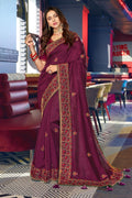 Buy Plum purple zari woven South Silk Saree online-karagiri