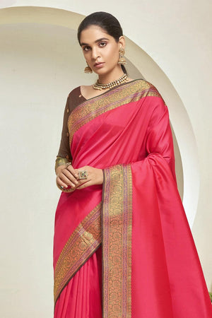 South Silk Saree Punch Pink South Silk Saree saree online