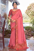 pink south silk saree