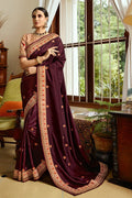 South Silk Saree Rasin Purple Zari Woven Beautiful South Silk Saree With Embroidered Blouse saree online