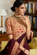 South Silk Saree Rasin Purple Zari Woven Beautiful South Silk Saree With Embroidered Blouse saree online