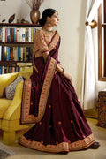 Rasin Purple Zari Woven Beautiful South Silk Saree With Embroidered Blouse