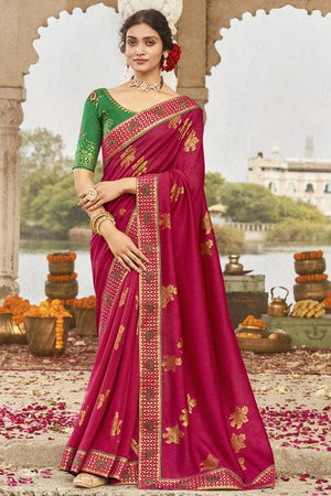 Raspberry Pink South Silk Saree