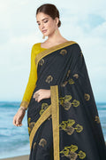 Buy Raven black woven south silk saree online at best price - Karagiri