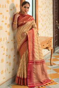South Silk Saree Red Cream South Silk Saree saree online
