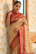 South Silk Saree Red Cream South Silk Saree saree online