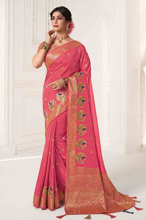 Rose Pink South Silk Saree