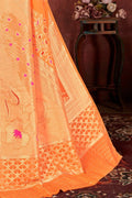 Royal orange zari woven beautiful South Silk Saree - Buy online on Karagiri - Free shipping to USA