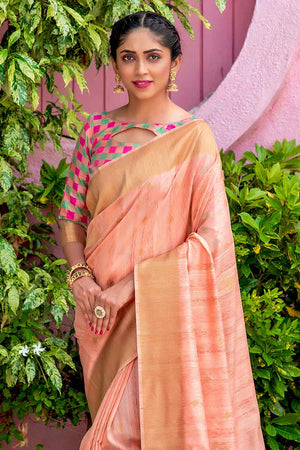 Salmon Pink South Silk Saree