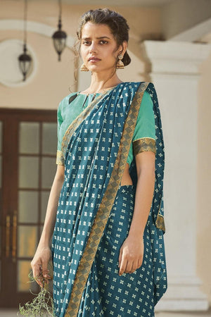 Sapphire Blue South Silk Saree