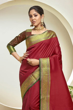 South Silk Saree Scarlet Red South Silk Saree saree online