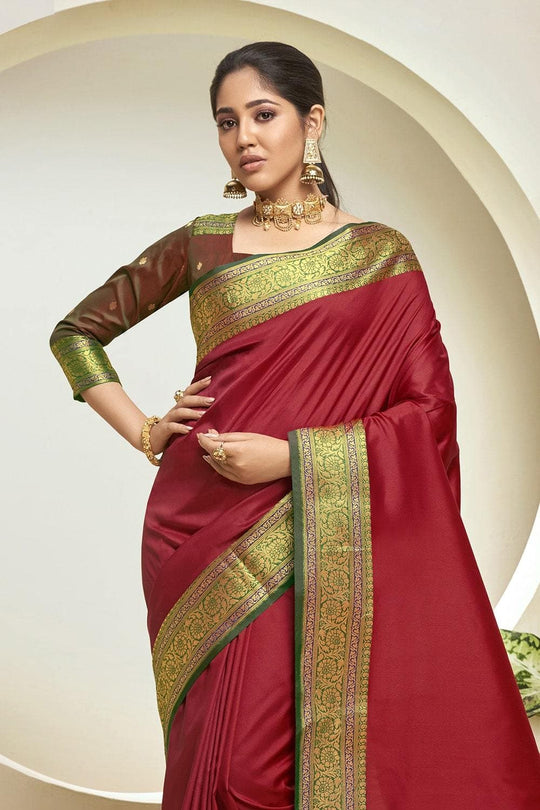 South Silk Saree Scarlet Red South Silk Saree saree online