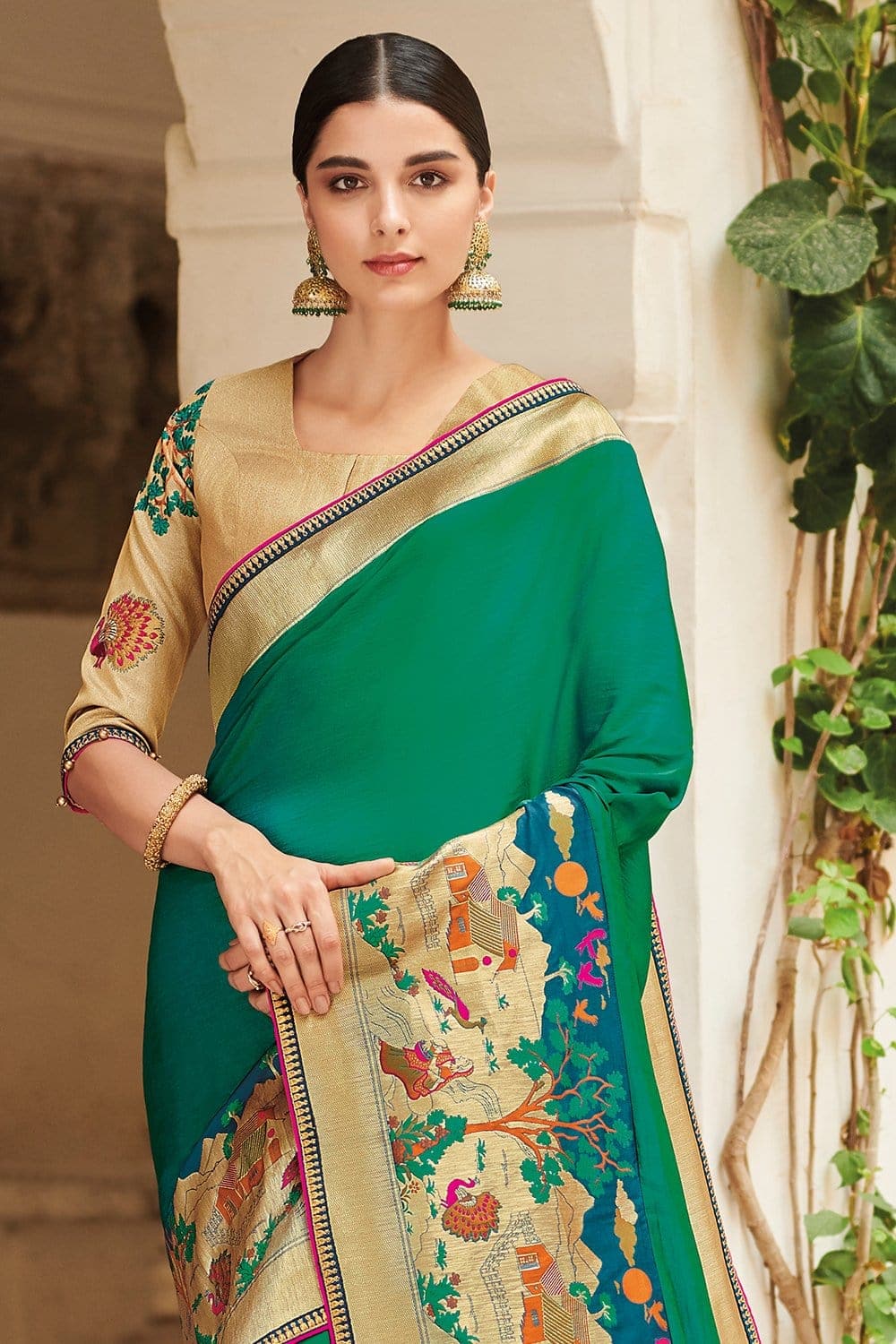 South Silk Saree Sea Green Zari Woven Beautiful South Silk Saree saree online