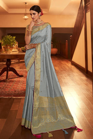 Silver Grey South Silk Saree