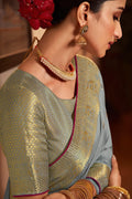 South Silk Saree Silver Grey South Silk Saree saree online
