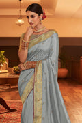 South Silk Saree Silver Grey South Silk Saree saree online