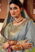 South Silk Saree Silver Grey South Silk Saree saree online