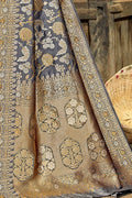 Slate blue zari woven beautiful South Silk Saree - Buy online on Karagiri - Free shipping to USA