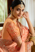 South Silk Saree Soap Orange Zari Woven Beautiful South Silk Saree With Embroidered Blouse saree online