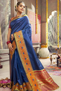Space Blue South Silk Saree