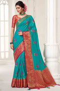 blue south silk saree 