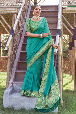 Teal Blue South Silk Saree