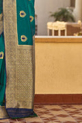 South Silk Saree Teal Blue Woven South Silk Saree saree online
