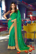 Buy Teal green zari woven South Silk Saree online-karagiri