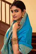 Turquoise Blue South Silk Saree