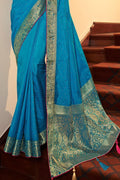Turquoise Blue South Silk Saree
