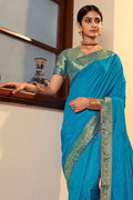 Turquoise Blue South Silk Saree