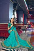 Buy Turquoise green zari woven South Silk Saree online-karagiri