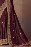 Buy Wine purple woven south silk saree online at best price - Karagiri