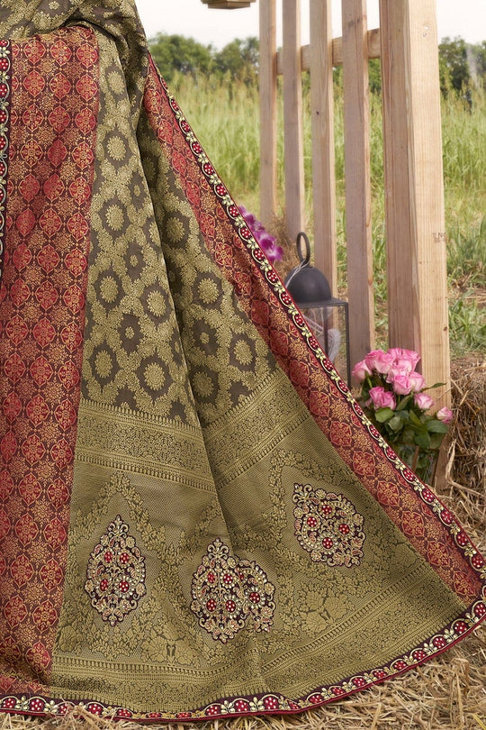 South Silk Saree Wood Brown Woven South Silk Saree saree online