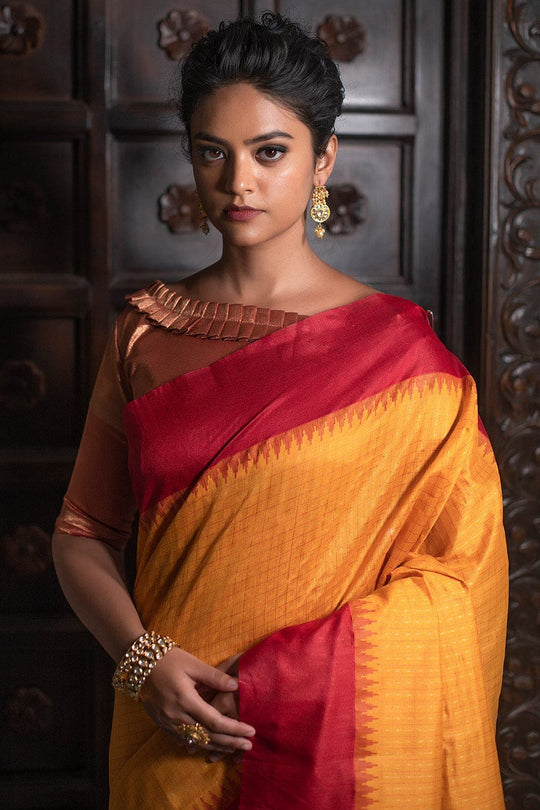 South Silk Saree Yellow Red South Silk Saree saree online
