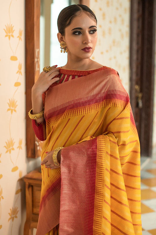 South Silk Saree Yellow Red South Silk Saree saree online