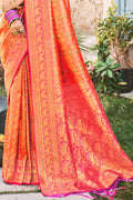 Orange And Pink Kanjivaram Saree