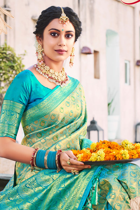 Mint Green Kanjivaram Saree