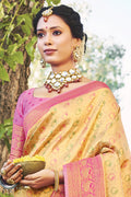 Yellow And Pink Kanjivaram Saree