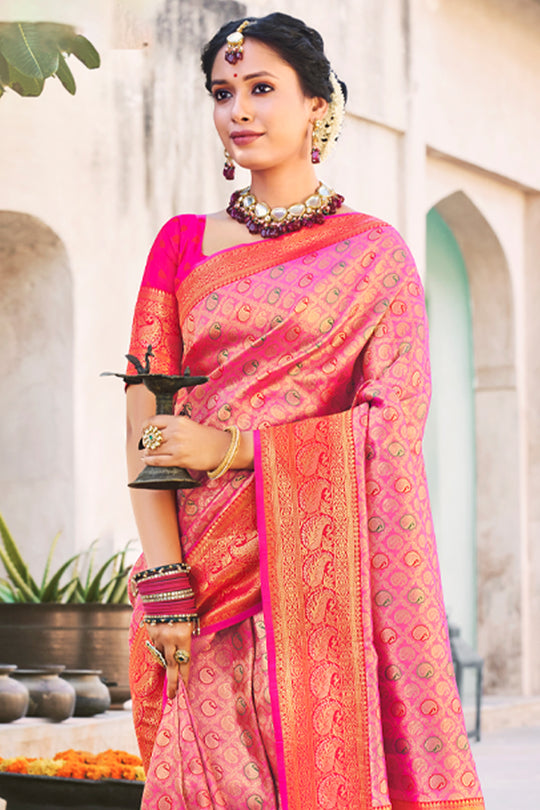 Taffy Pink Kanjivaram Saree