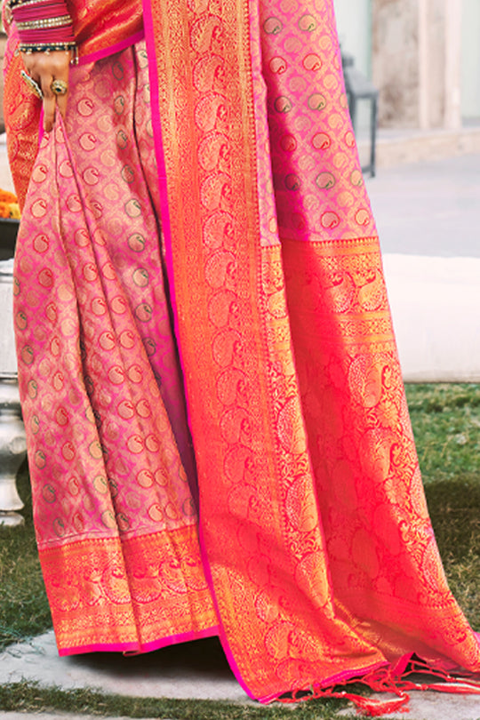 Taffy Pink Kanjivaram Saree