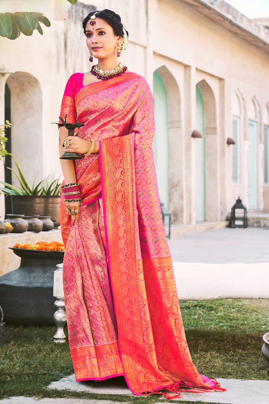 Taffy Pink Kanjivaram Saree