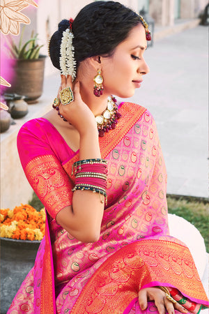 Taffy Pink Kanjivaram Saree